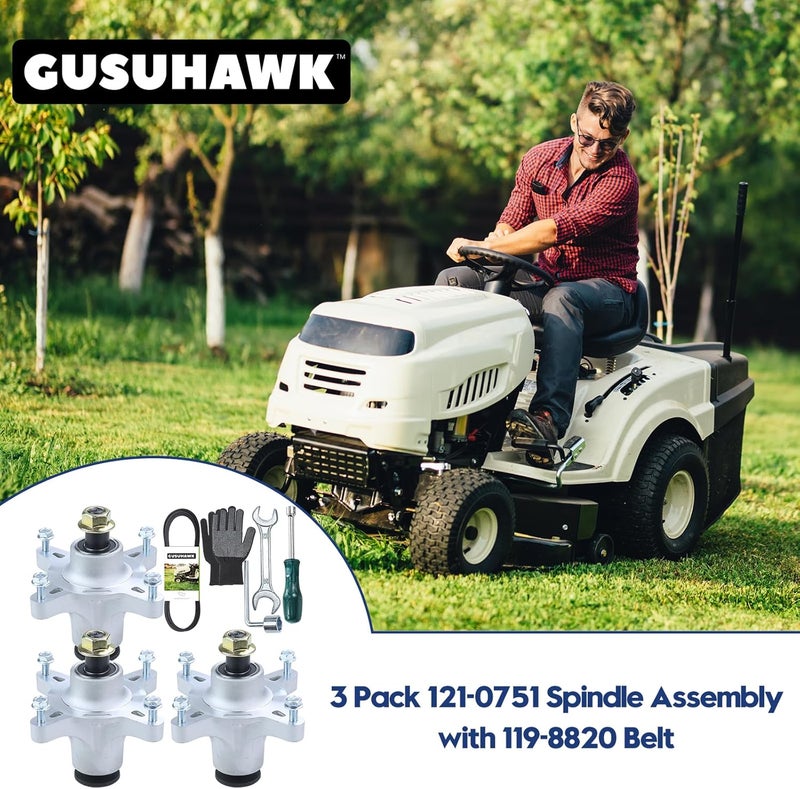 GUSUHAWK 3 Pack 139-3214 Spindle Assembly with 119-8820 Belt Replaces Toro 139-3214, 121-0751, 117-7439, 117-7267 for Toro TimeCutter SS5000, SS5060, SW5000, MX5000, MX5025, MX5050, MX5060 Mowers - Image 2